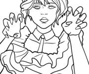 Coloriage Mercredi Addams montre ses griffes