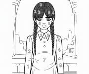 Coloriage Mercredi Addams num&eacute;rot&eacute;