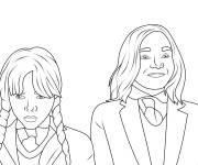 Coloriage Mercredi Addams partage sa chambre avec Enid