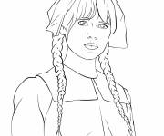Coloriage Mercredi Addams paysanne