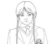 Coloriage Mercredi Addams pour maternelle