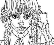 Coloriage Mercredi Addams qui fait peur