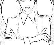 Coloriage Mercredi Addams r&eacute;aliste