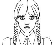 Coloriage Mercredi Addams sans expression faciale