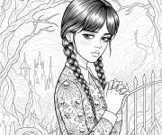 Coloriage Mercredi Addams se sent triste