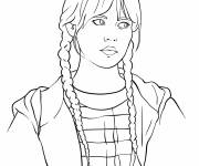 Coloriage Mercredi Addams semble indiff&eacute;rente