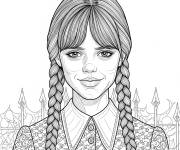 Coloriage Mercredi Addams souriante