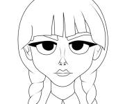 Coloriage Mercredi Addams style dessin anim&eacute;