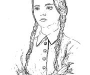 Coloriage Mercredi du film de Famille Addams