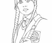 Coloriage Mercredi en uniforme scolaire de Nevermore Acad&eacute;mie