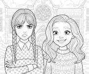 Coloriage Mercredi et Enid &agrave; Nevermore