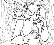 Coloriage Mercredi tenant une bouteille de poison