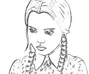 Coloriage Portrait du film de Mercredi Addams r&eacute;aliste