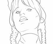 Coloriage Regard si effrayant de Mercredi Addams