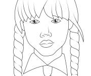 Coloriage Visage de Mercredi Addams