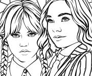 Coloriage Wednesday Addams et Enid Sinclair
