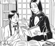 Coloriage Wednesday et Morticia