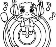 Coloriage Adorable Michael Jackson kawaii
