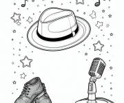 Coloriage Chapeau, chaussures et microphone de Michael Jackson