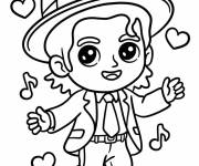 Coloriage Danse de Michael Jackson chibi