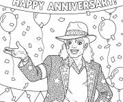 Coloriage Joyeux anniversaire Micheal Jakson