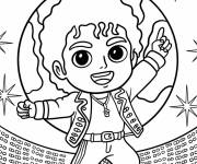 Coloriage Kawaii Michael Jackson sur sc&egrave;ne