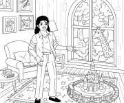 Coloriage Le roi de Pop et sa maison