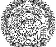 Coloriage Mandala Michael Jackson saluant