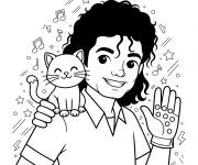 Coloriage michael et son chat