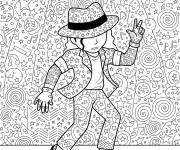 Coloriage Michael Jackson &agrave; motif de notes de musique