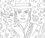 Coloriage Michael Jackson &agrave; motif de paix