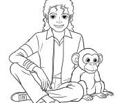 Coloriage Michael Jackson avec le singe