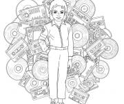 Coloriage Michael Jackson avec les disques