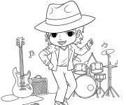 Coloriage Michael Jackson avec les instruments de musique