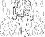 Coloriage Michael Jackson avec un arri&egrave;re-plan ardent