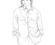Coloriage et dessins gratuit Michael Jackson dessin&eacute; &agrave; la main à imprimer