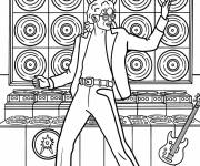 Coloriage Michael Jackson devant des disques vinyles