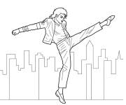 Coloriage Michael Jackson devant la ville