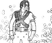Coloriage Michael Jackson en costume pendant le concert