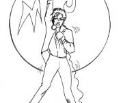 Coloriage et dessins gratuit Michael Jackson en geste c&eacute;l&egrave;bre  à imprimer
