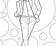 Coloriage Michael Jackson en n&oelig;ud papillon