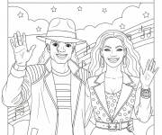 Coloriage Michael Jackson et Beyonc&eacute; vous saluent