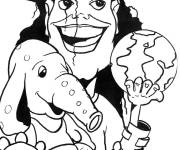 Coloriage Michael Jackson et &eacute;l&eacute;phant en caricature