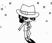 Coloriage Michael Jackson et les &eacute;toiles pour enfants