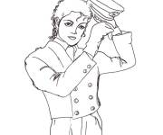 Coloriage et dessins gratuit Michael Jackson levant son chapeau à imprimer