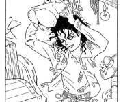 Coloriage Michael Jackson mettant un costume