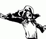 Coloriage Michael Jackson ouvrant ses mains en dansant