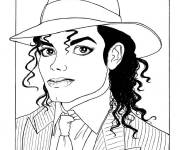 Coloriage Michael Jackson portant un chapeau