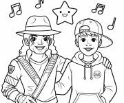 Coloriage Michael Jakson avec justin bieber