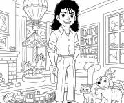 Coloriage Michael Jakson dans sa maison